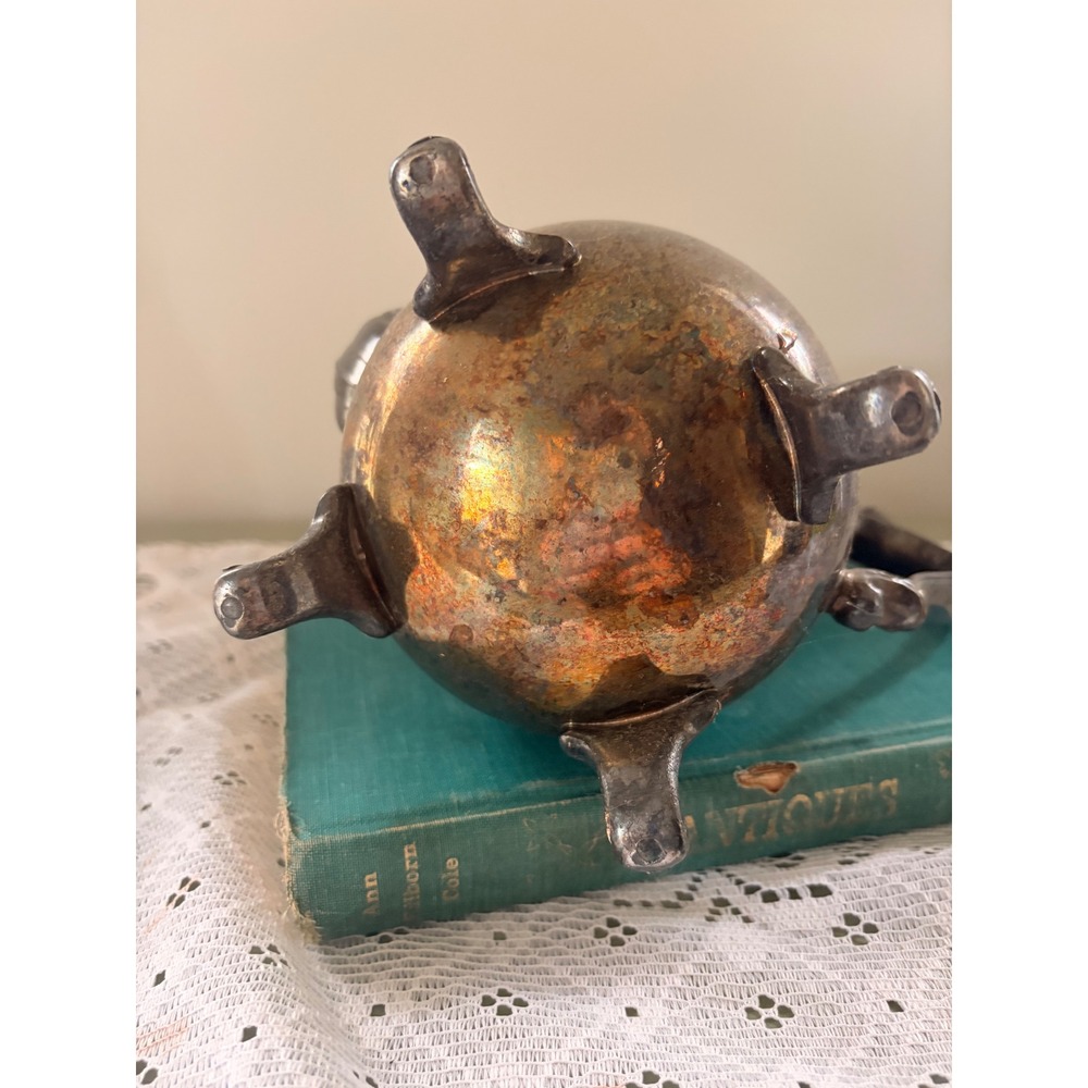 Vintage I.S. Co Silver Plated Footed Coffee Pot Pineapple Finial Patina - Picture 6 of 10